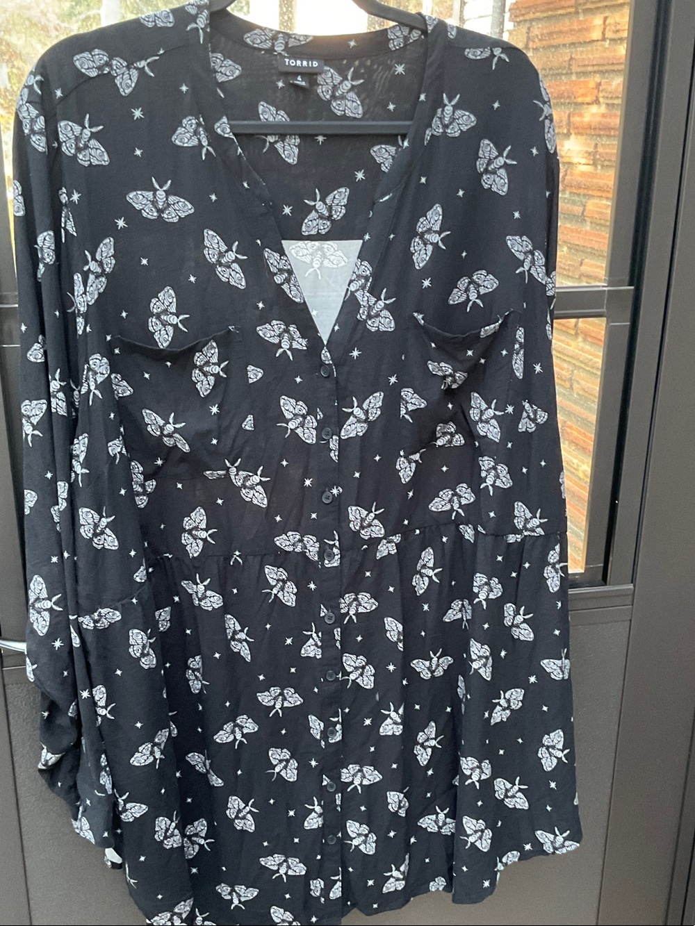 torrid Black Tunic with White Moth Print